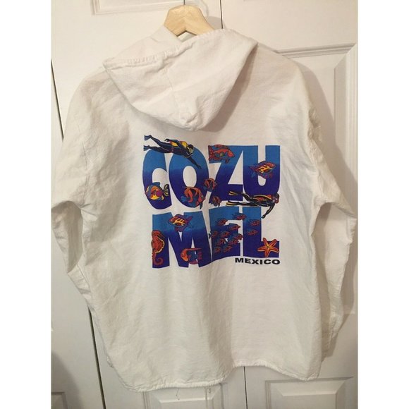 La Iguana Hoodie Full Zip Jacket Vtg 90 Cozumel Mexico Sz‎ M White Rare - Picture 6 of 7